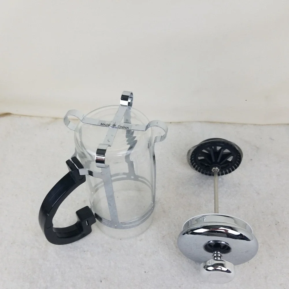 French Press Coffee Maker, Silver Chrome Accent sm‎ 2 cup personal 14 oz - Picture 7 of 8